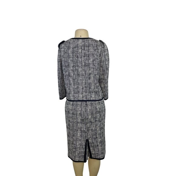 Talbots Black & White Tweed Two-Piece Suit With Skirt & Button-Up Jacket Sz 8 - Picture 3 of 13
